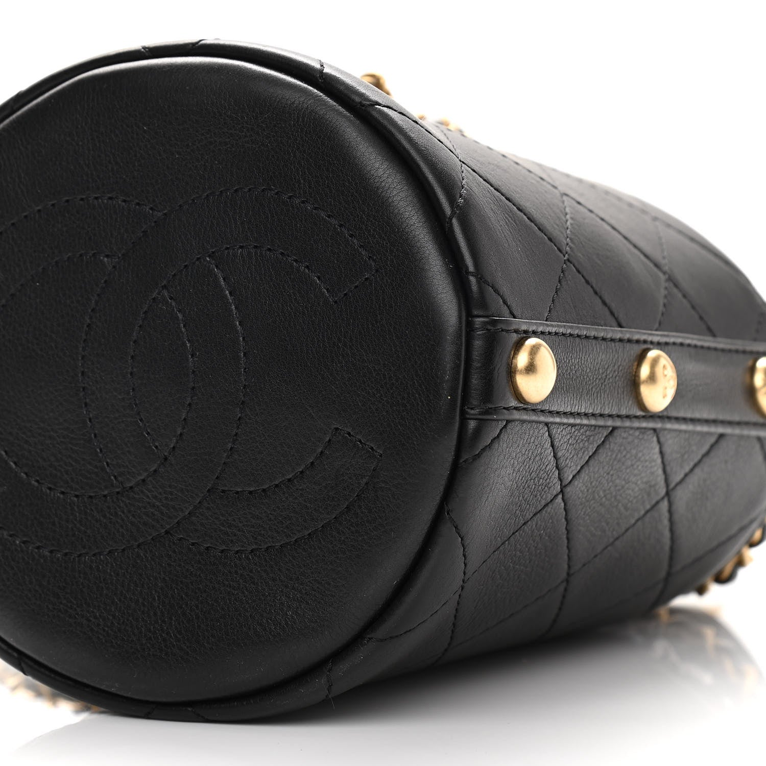 Chanel Calfskin Tweed Small CC Chain Bucket Drawstring Bag Black Multicolor 10 of 10