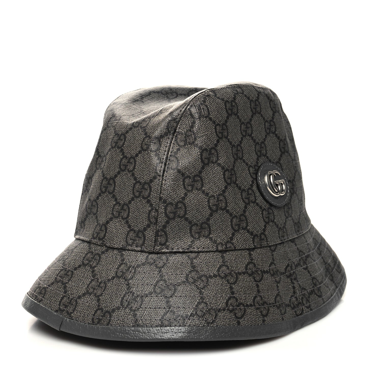 GG Supreme Monogram Textured Dollar Calfskin GG Blackie Fedora Hat S Grey Black Graphite