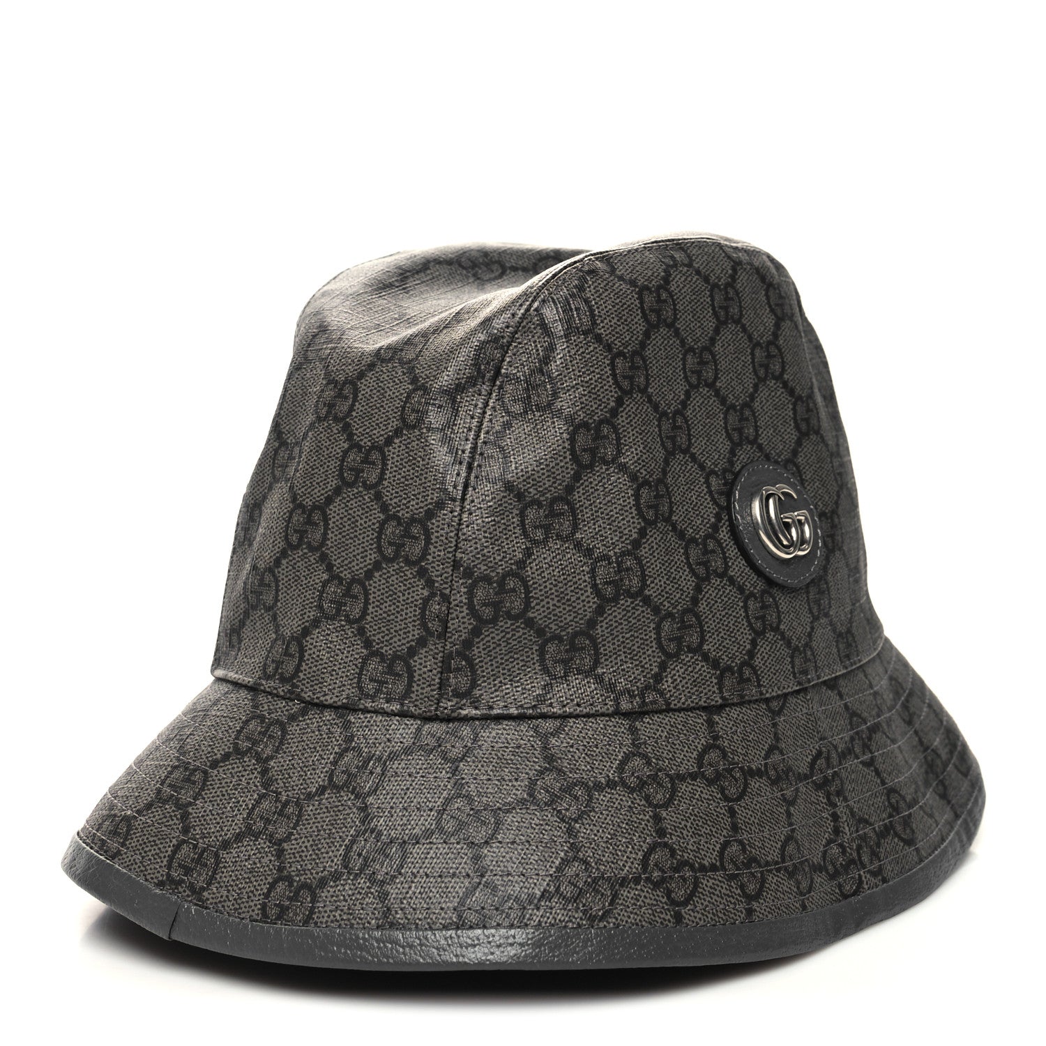Gucci GG Supreme Monogram Textured Dollar Calfskin GG Blackie Fedora Hat S Grey Black Graphite 1 of 9