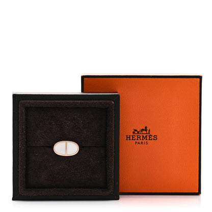 Hermes 18K Rose Gold Ceramic MM Chaine d'Ancre Verso Ring 50 5.25 White 5 of 5