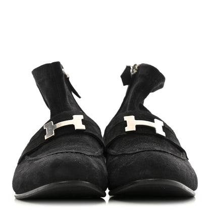 Hermes Stretch Velvet Goatskin Saint Honore Ankle Boots 37 Black 38 Black 2 of 9