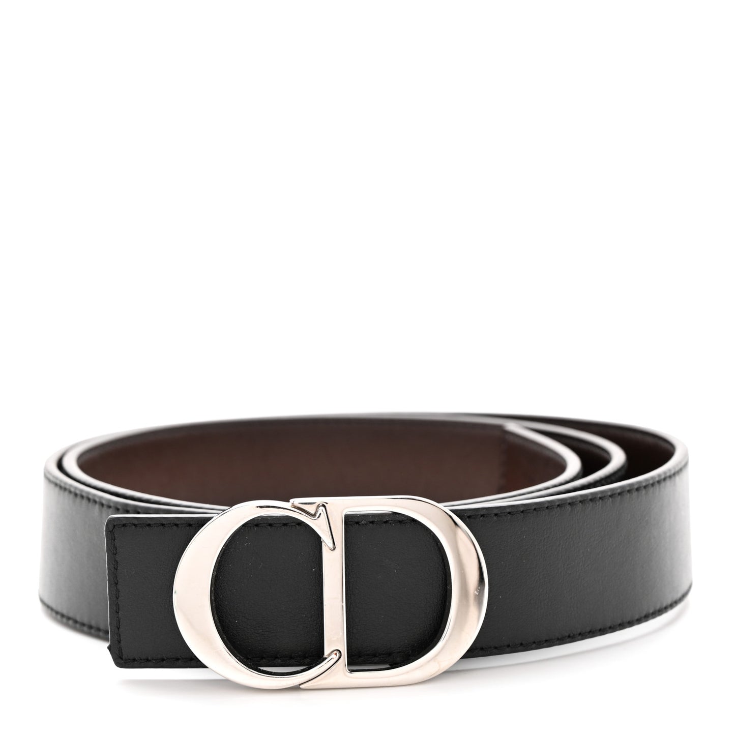 Calfskin CD Belt 100 Brown Black