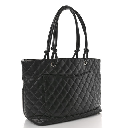 Chanel Calfskin Quilted Large Cambon Tote Black White 3 of 12