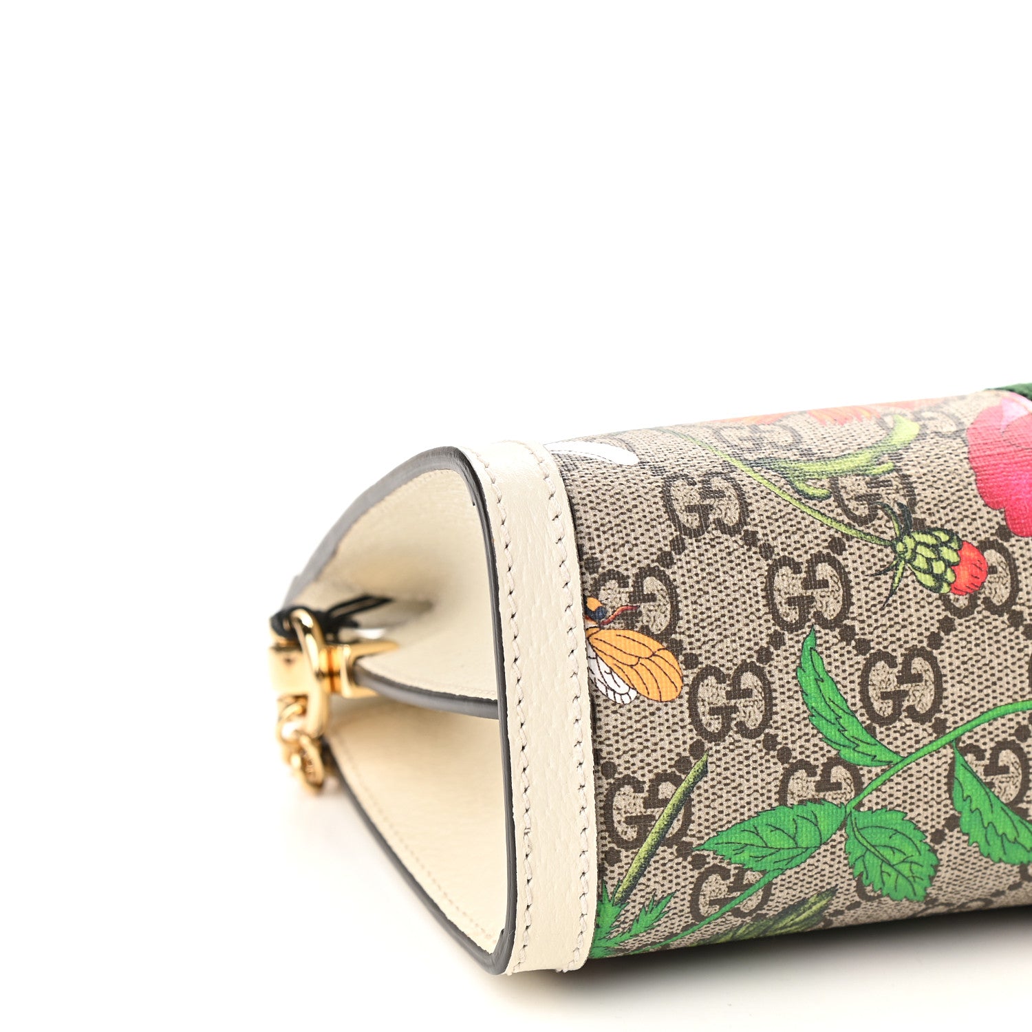 Gucci GG Supreme Monogram Flora Web Small Ophidia Chain Shoulder Bag White 9 of 10