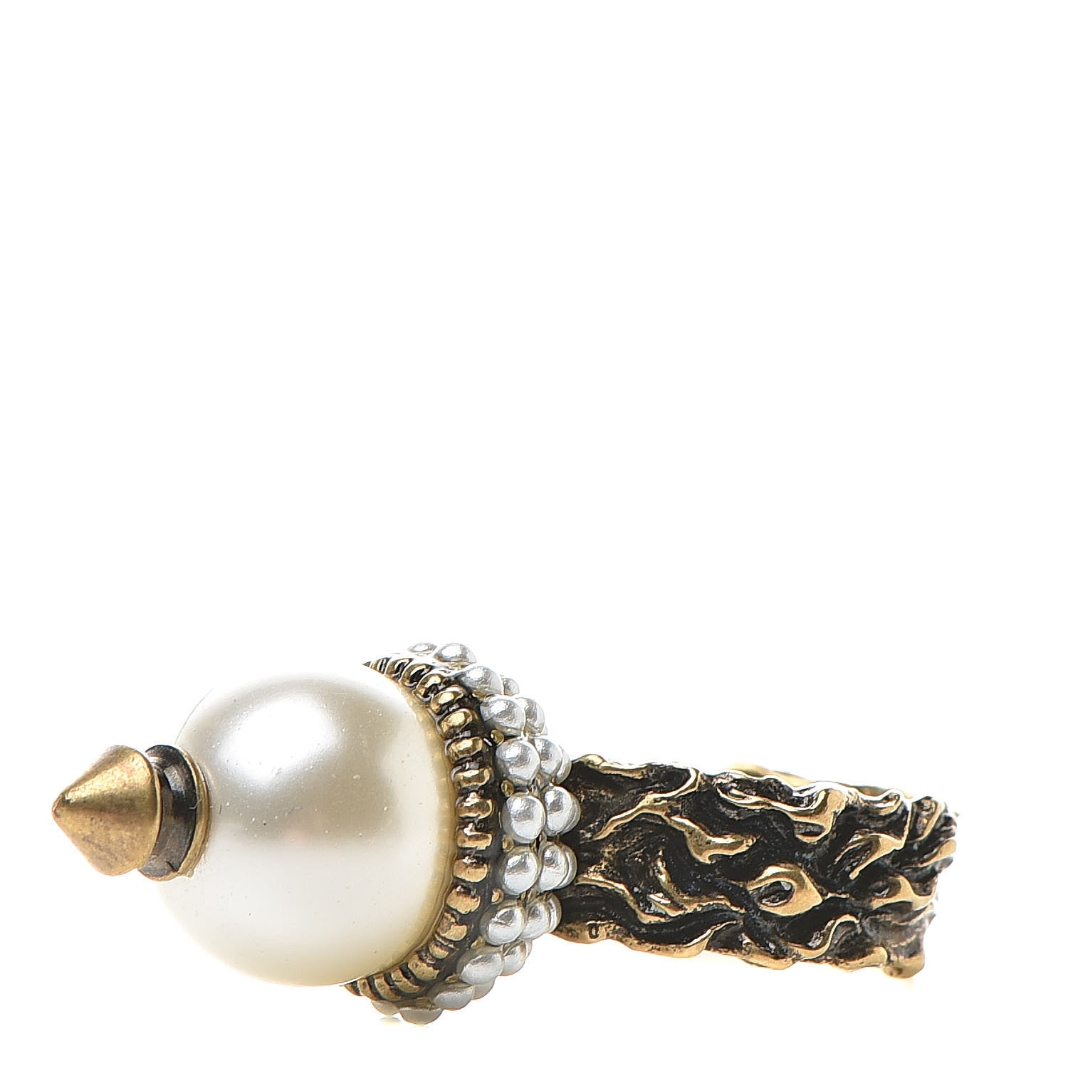 Gucci Metal Pearl Ring 6.25 Aged Gold 3 of 6