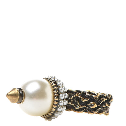 Gucci Metal Pearl Ring 6.25 Aged Gold 3 of 6