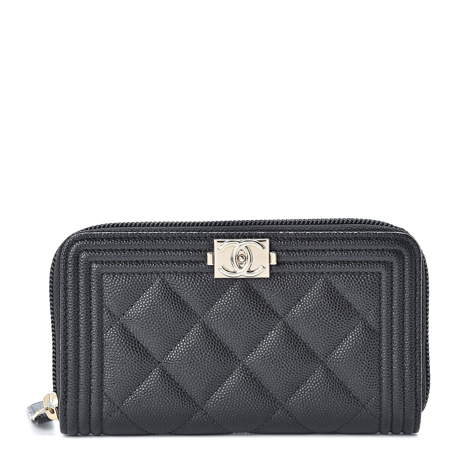 Chanel Caviar Quilted Small Boy Zip Around Wallet Black 1 of 9