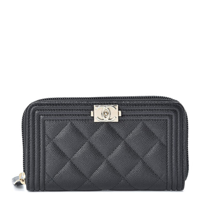 Chanel Caviar Quilted Small Boy Zip Around Wallet Black 1 of 9