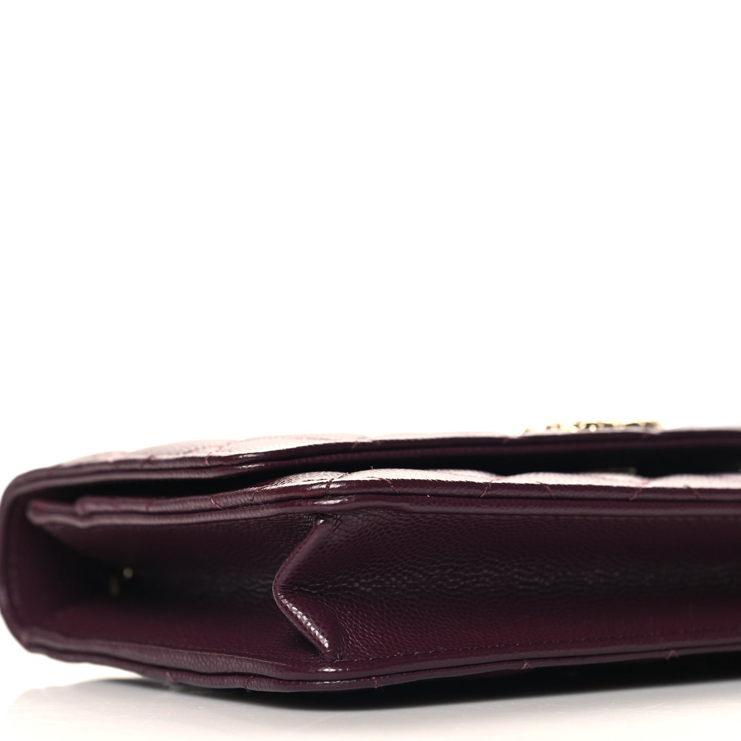 Caviar Quilted Embossed CC Wallet On Chain WOC Dark Burgundy