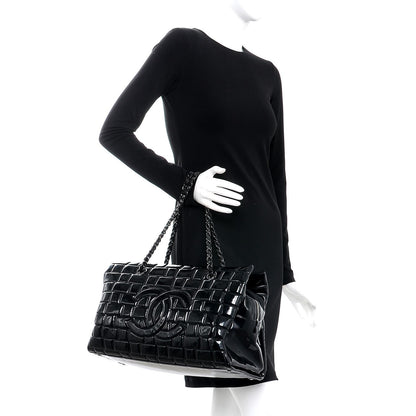 Chanel Vinyl Quilted Frozen Shopping Tote Black 2 of 10
