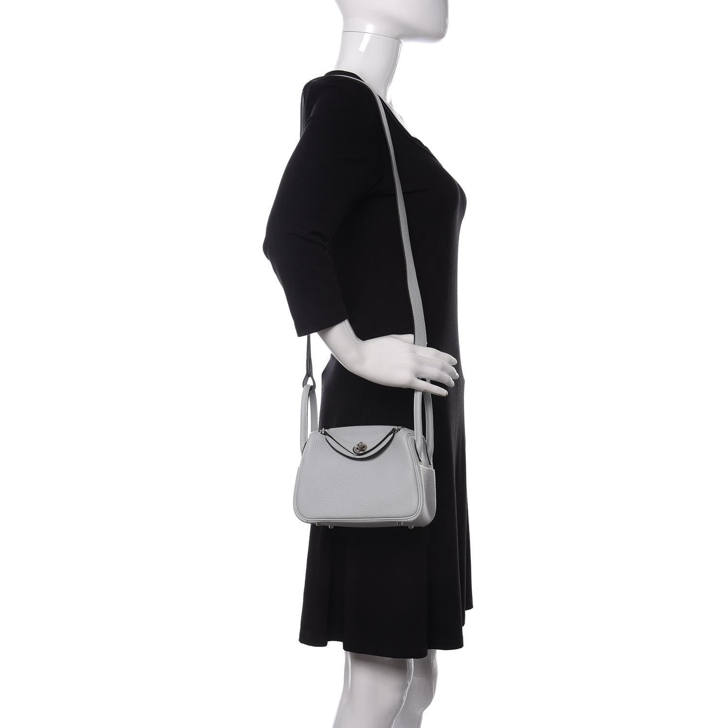 Hermes Taurillon Clemence Mini Lindy 20 Bleu Pale 2 of 8