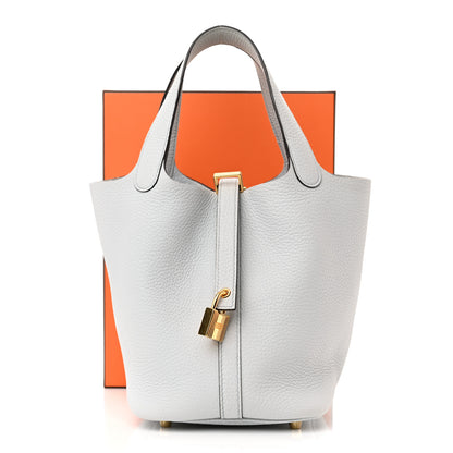 Hermes Taurillon Clemence Picotin Lock 18 PM Bleu Pale 11 of 11
