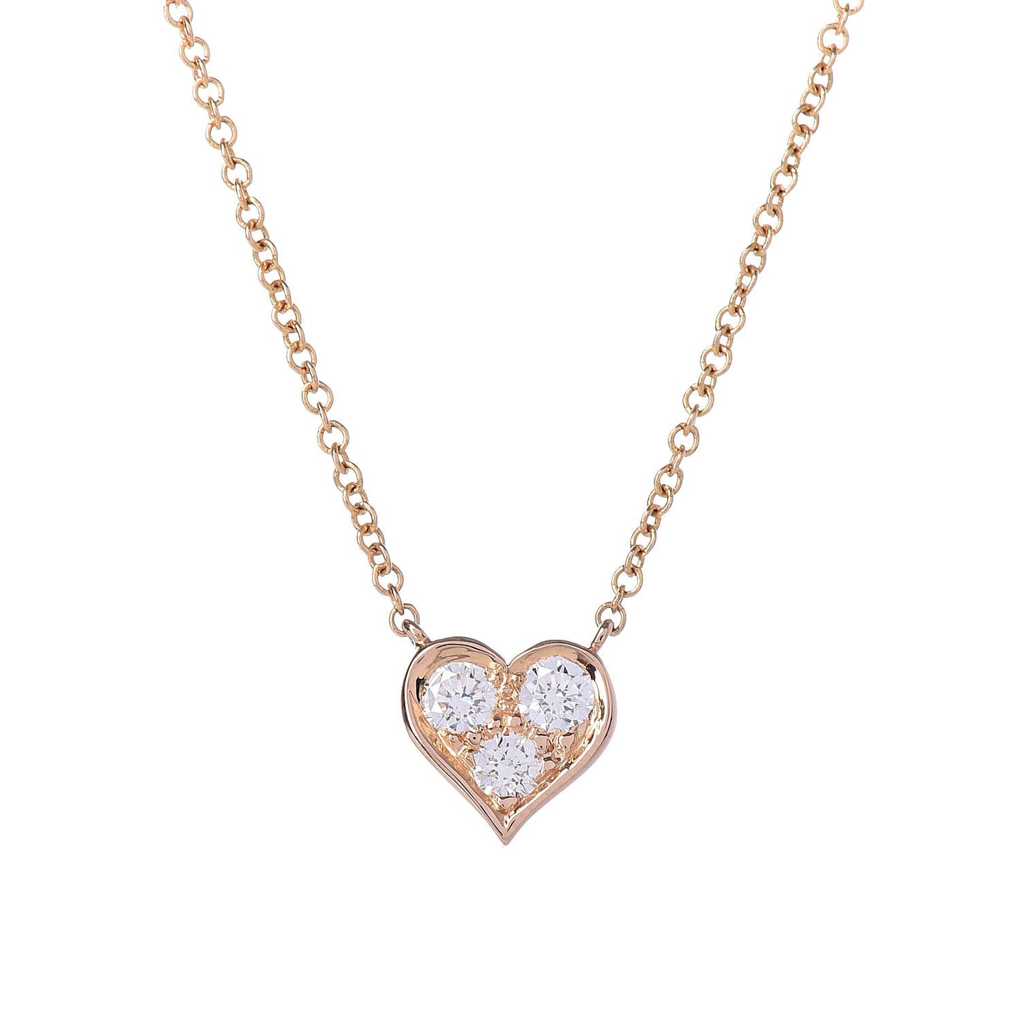 18K Rose Gold Diamond Heart Pendant Necklace