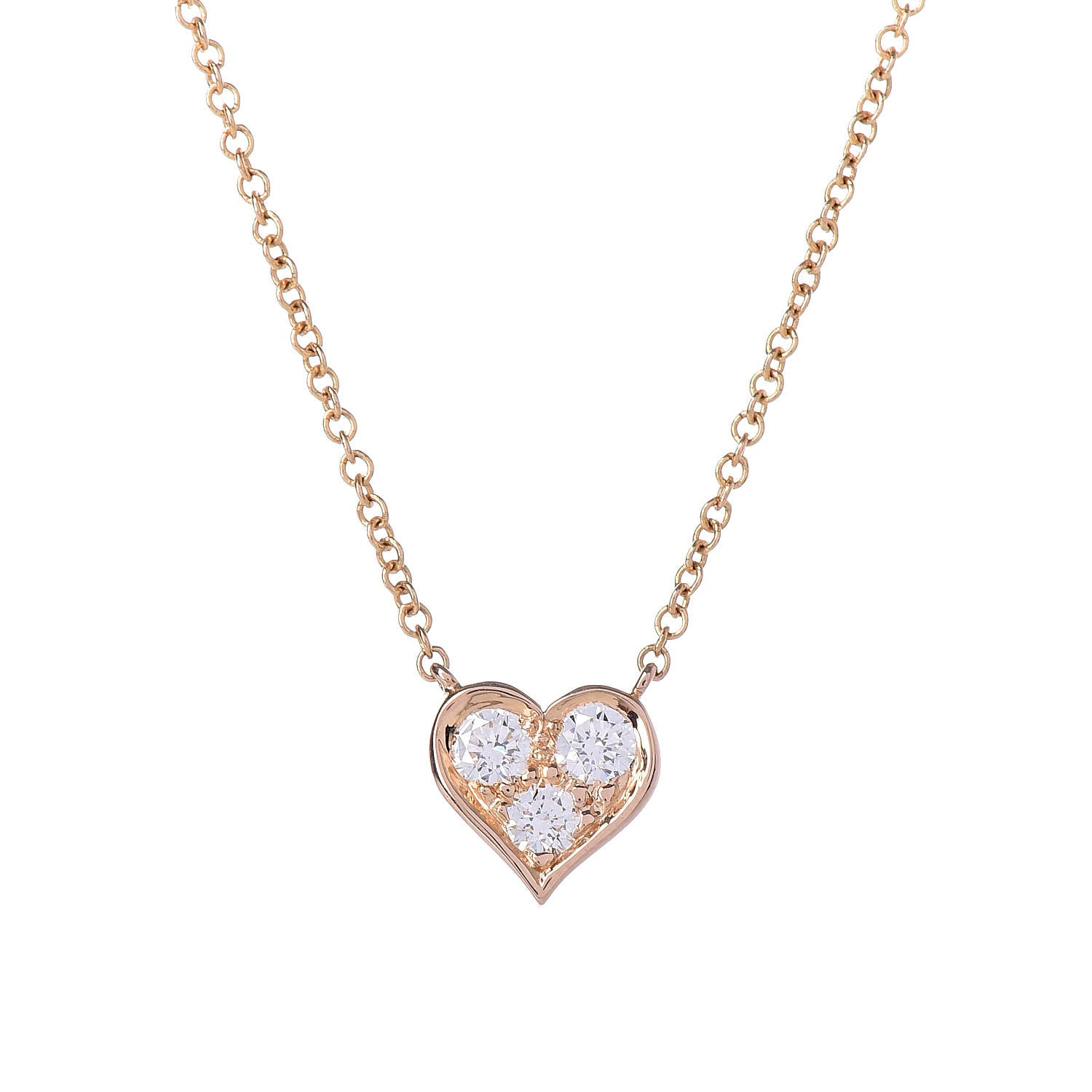 Tiffany 18K Rose Gold Diamond Heart Pendant Necklace 4 of 6