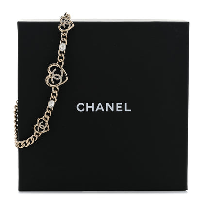 Chanel Metal Crystal Heart CC Chain Necklace Gold 7 of 7