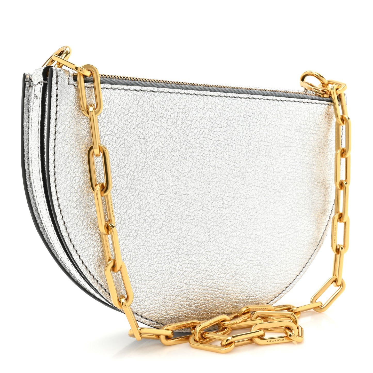 Metallic Lambskin Small Olympia Chain Shoulder Bag Silver