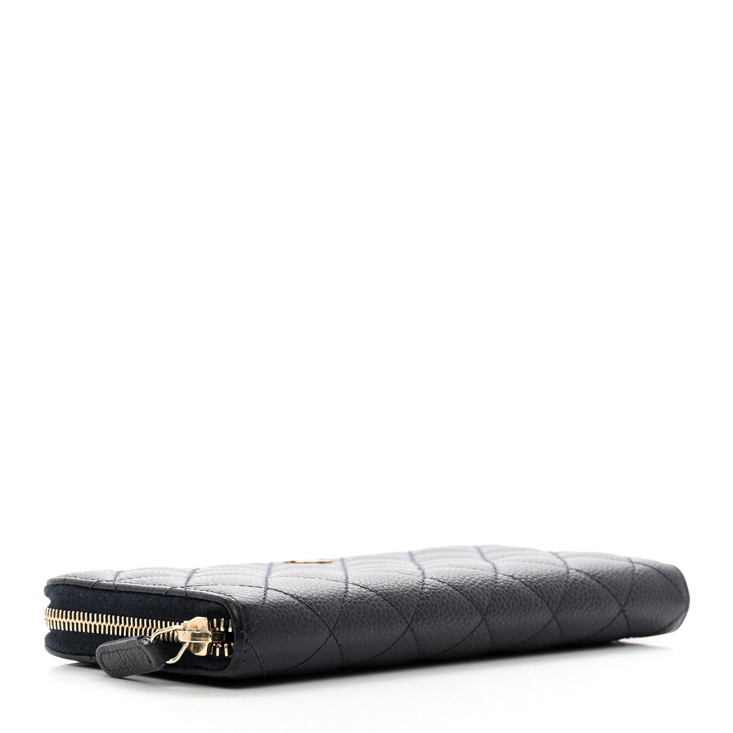 Caviar Quilted Large Gusset Zip Around Wallet Navy