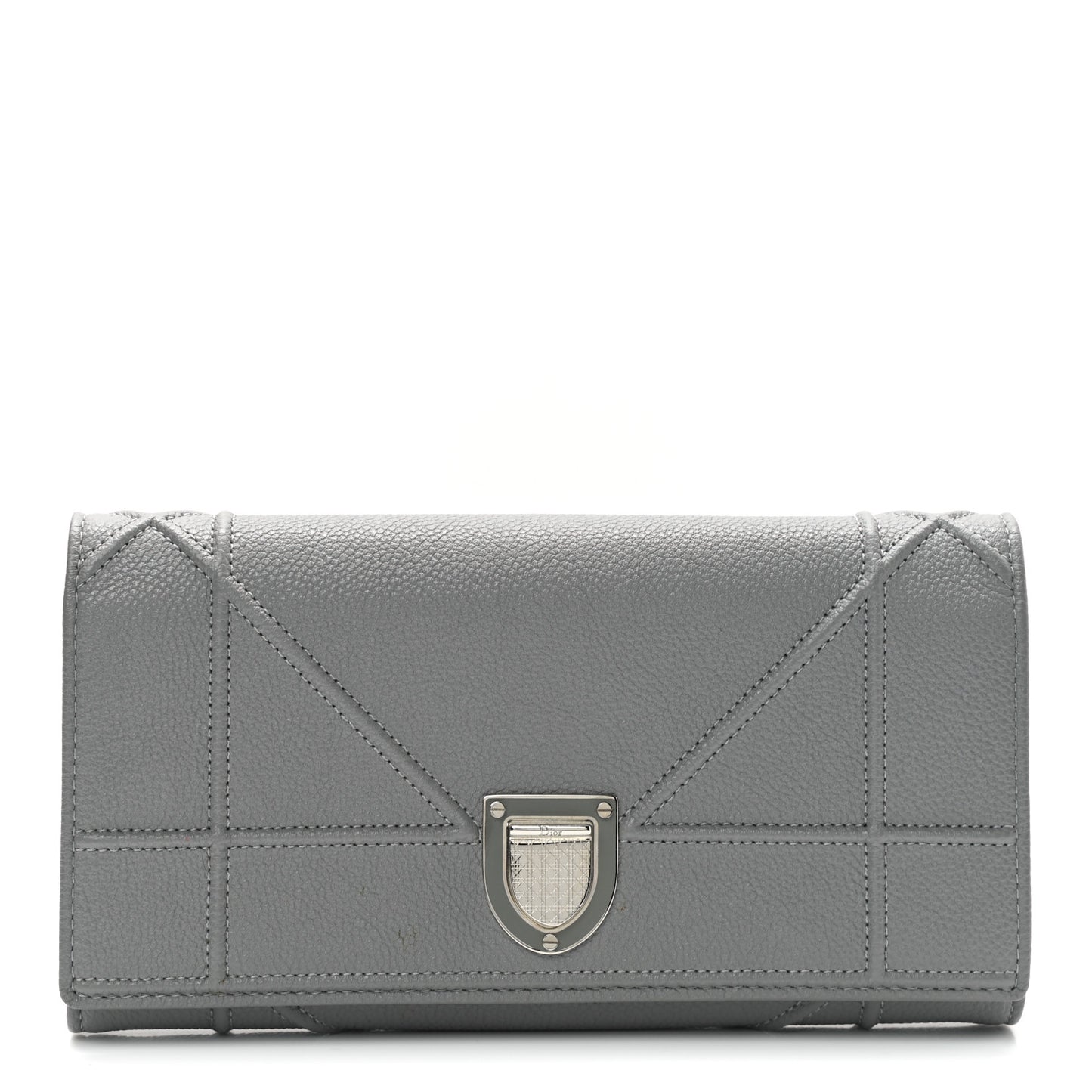 Grained Calfskin Diorama Croisiere Chain Wallet Gris
