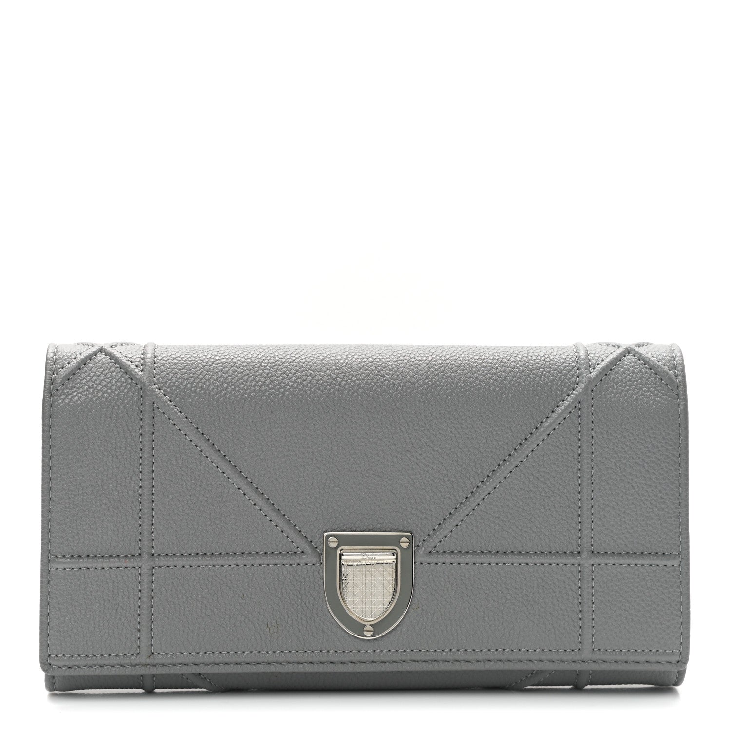 Christian Dior Grained Calfskin Diorama Croisiere Chain Wallet Gris 1 of 9