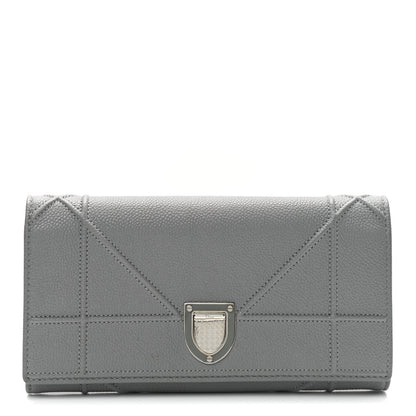 Christian Dior Grained Calfskin Diorama Croisiere Chain Wallet Gris 1 of 9