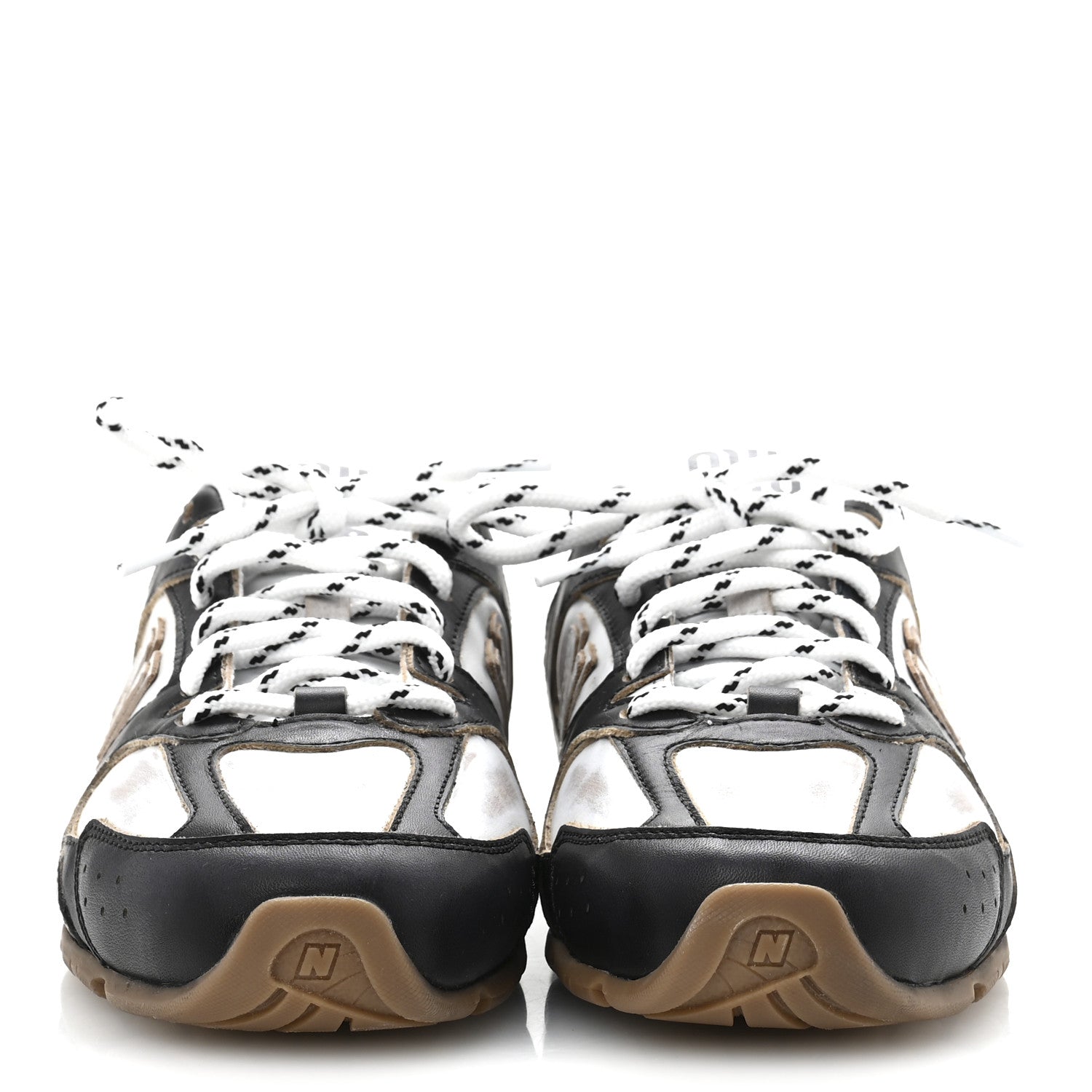 Miu Miu X NEW BALANCE Vitello Deco Bicolor 530 SL Sneakers 37.5 Black White 3 of 9