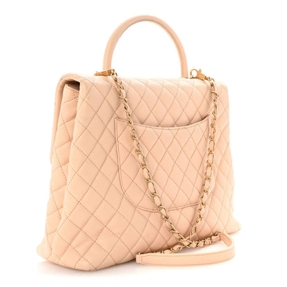 Chanel Caviar Quilted Large Coco Handle Flap Beige 3 of 10