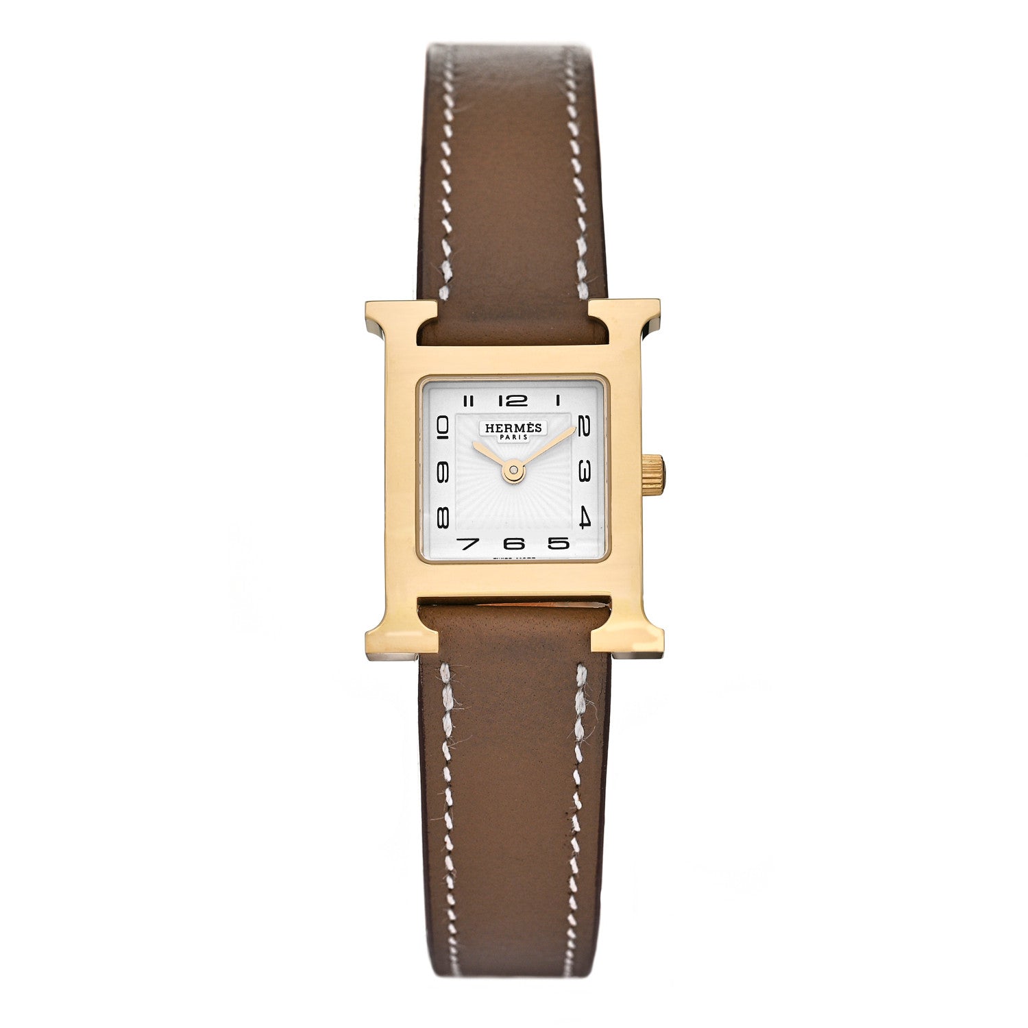 Hermes Stainless Steel Swift 21mm Heure H Hour Quartz Watch Etoupe 1 of 5