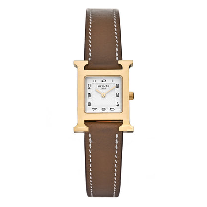 Hermes Stainless Steel Swift 21mm Heure H Hour Quartz Watch Etoupe 1 of 5