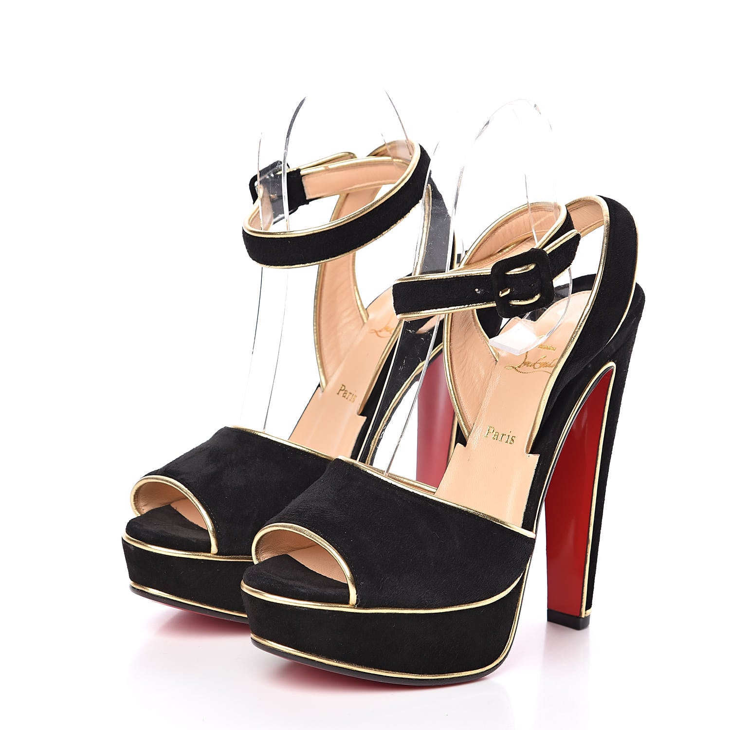 Christian Louboutin Veau Velours Loulou Dance Platform Sandals 37 Black 3 of 7