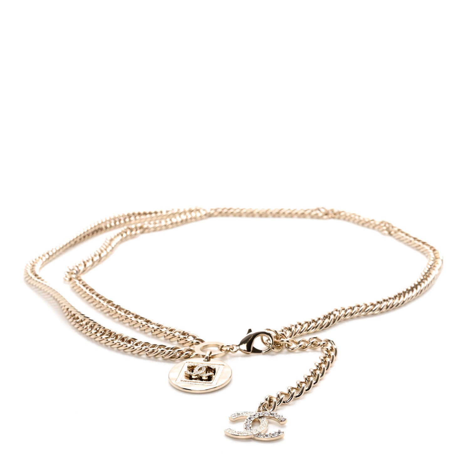 Chanel Enamel CC Fancy Chain Belt 75 Gold White 1 of 4