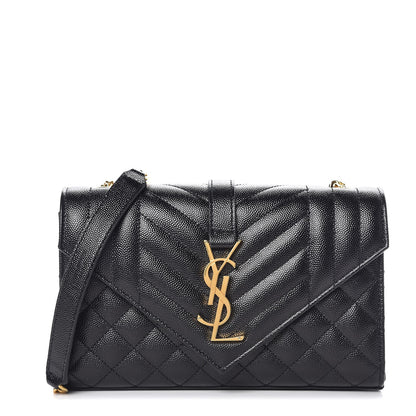 Saint Laurent Grain De Poudre Textured Mixed Matelasse Triquilt Small Monogram Satchel Black 1 of 8