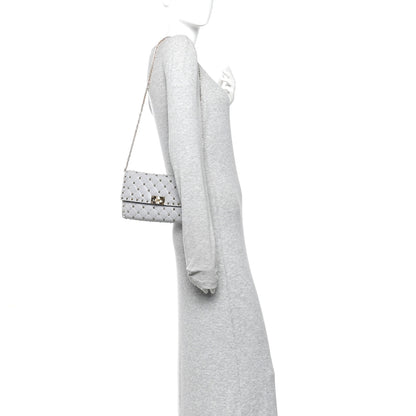 Valentino Garavani Lambskin Rockstud Spike Wallet on Chain Grey 2 of 10