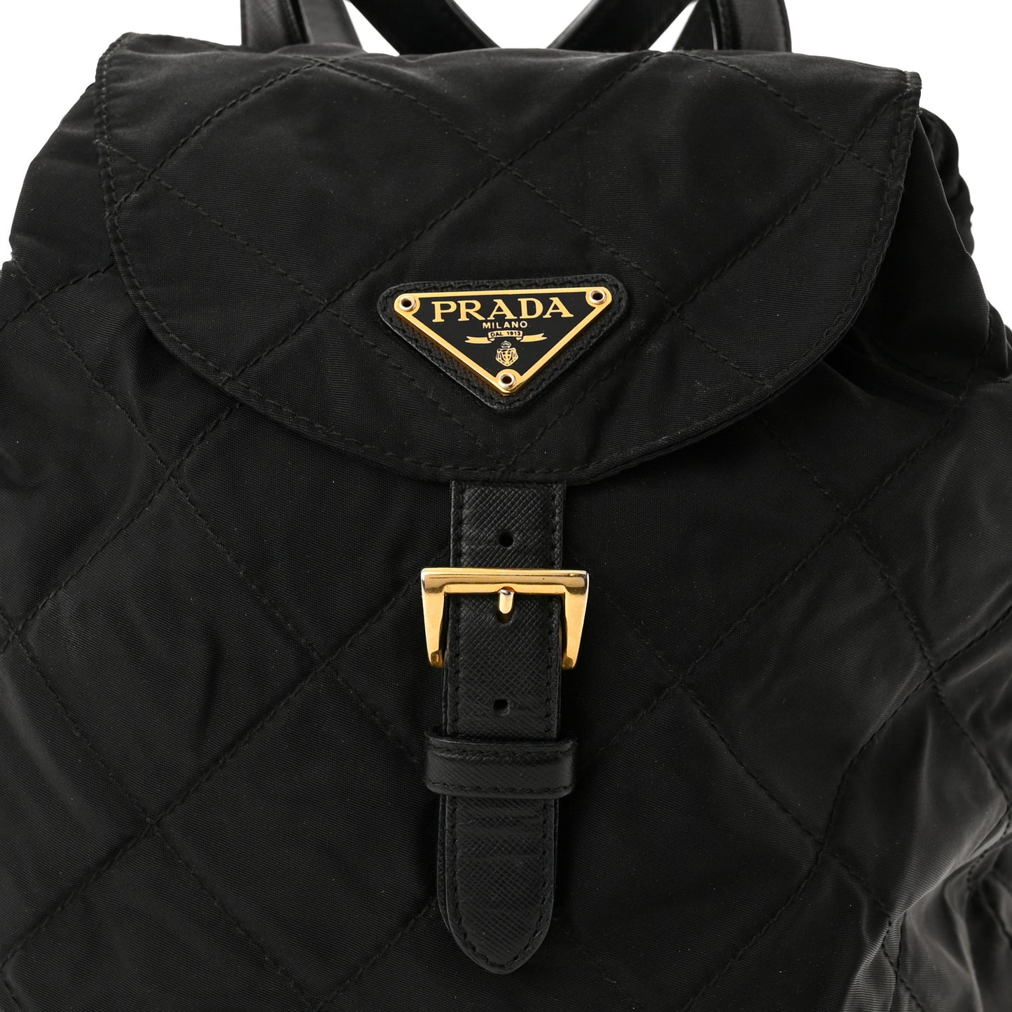Tessuto Nylon Vela Quilted Chain Backpack Black