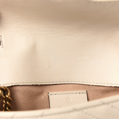 Gucci Calfskin Matelasse Super Mini GG Marmont Shoulder Bag White 8 of 13