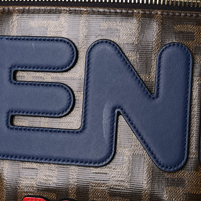 Fendi X FILA Glazed Fabric Vitello Century FF 1974 Mania Belt Bag Mogano Panna Blueberry 13 of 14