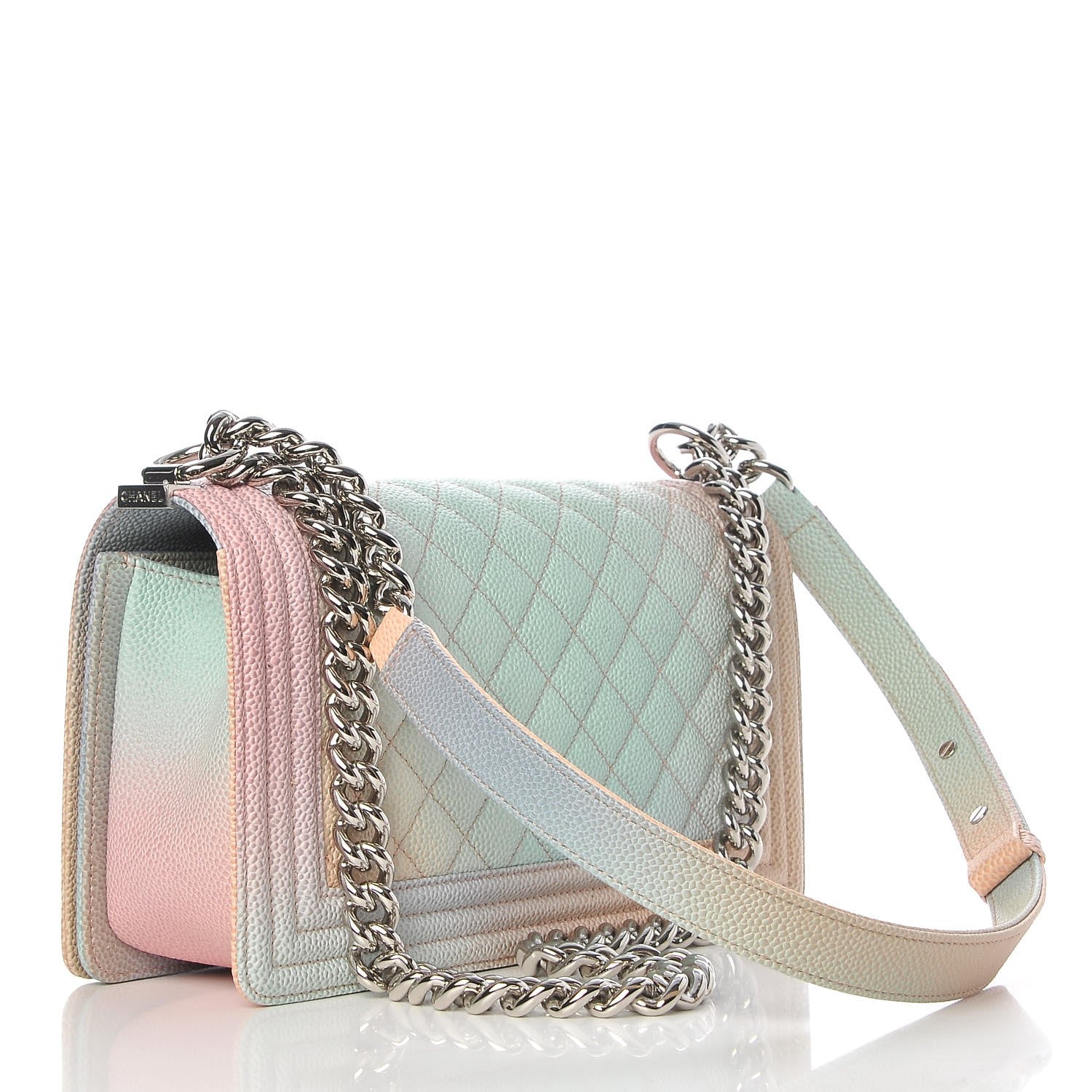 Chanel Caviar Quilted Medium Rainbow Boy Flap Pink Multicolor 3 of 8