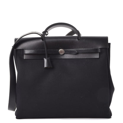 Hermes Toile Vache Calfskin Herbag 39 MM Black 1 of 22