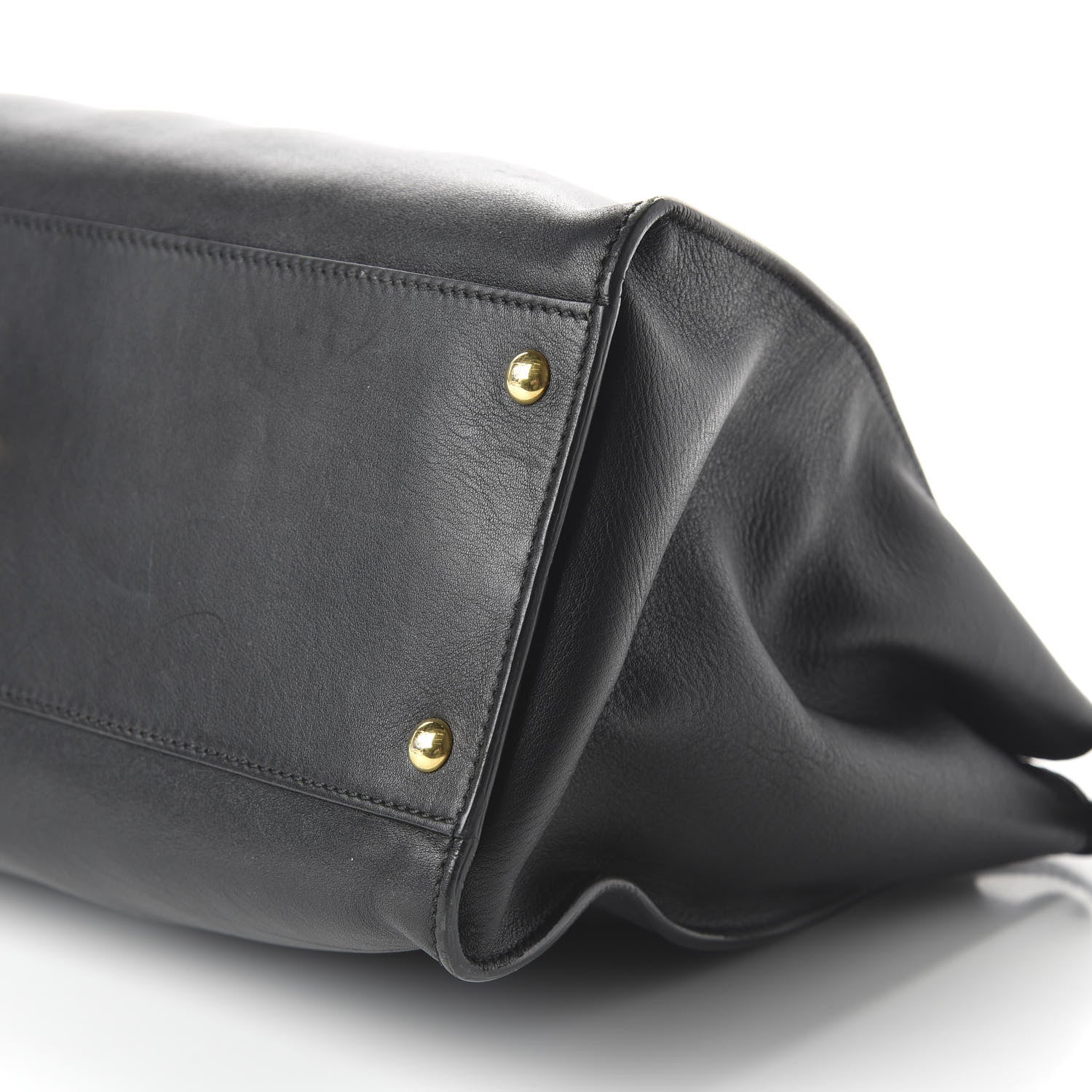Fendi Vitello Seta Shiny Nappa Large Peekaboo Iconic Satchel Black 6 of 9