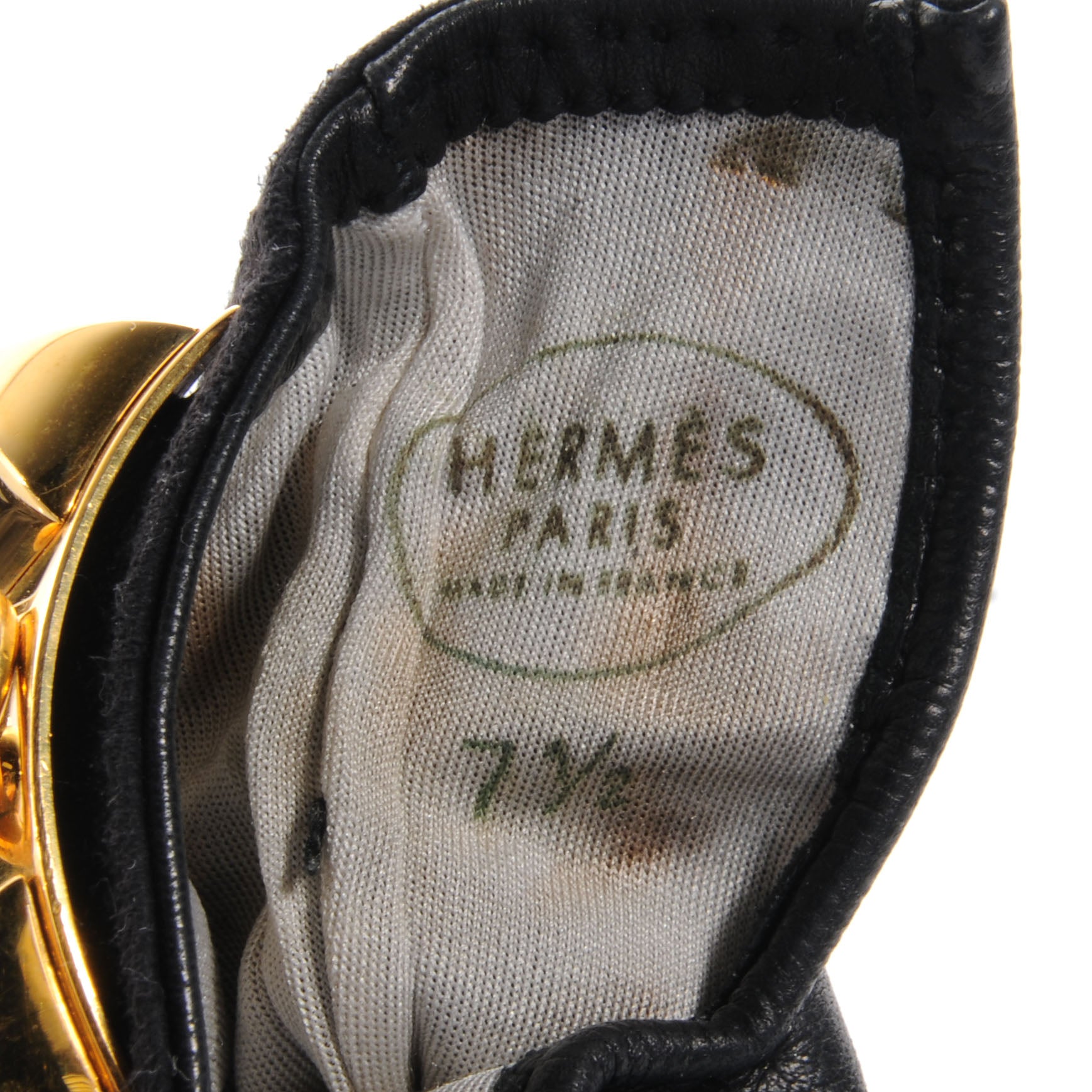 Hermes Lambskin Collier De Chien Gloves Black 7.5 4 of 4