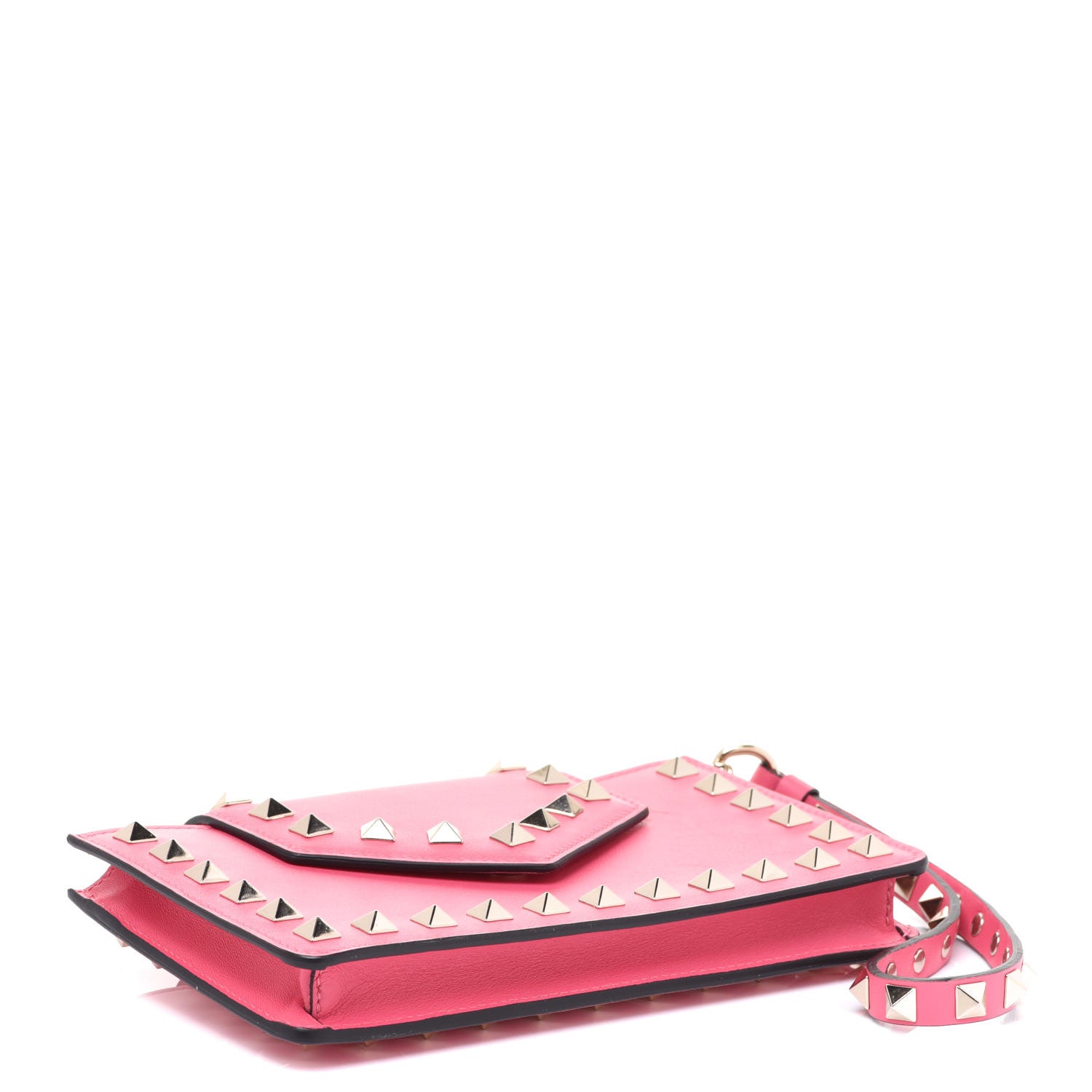 Valentino Garavani Calfskin Rockstud Phone Case With Chain Shadow Pink 4 of 10