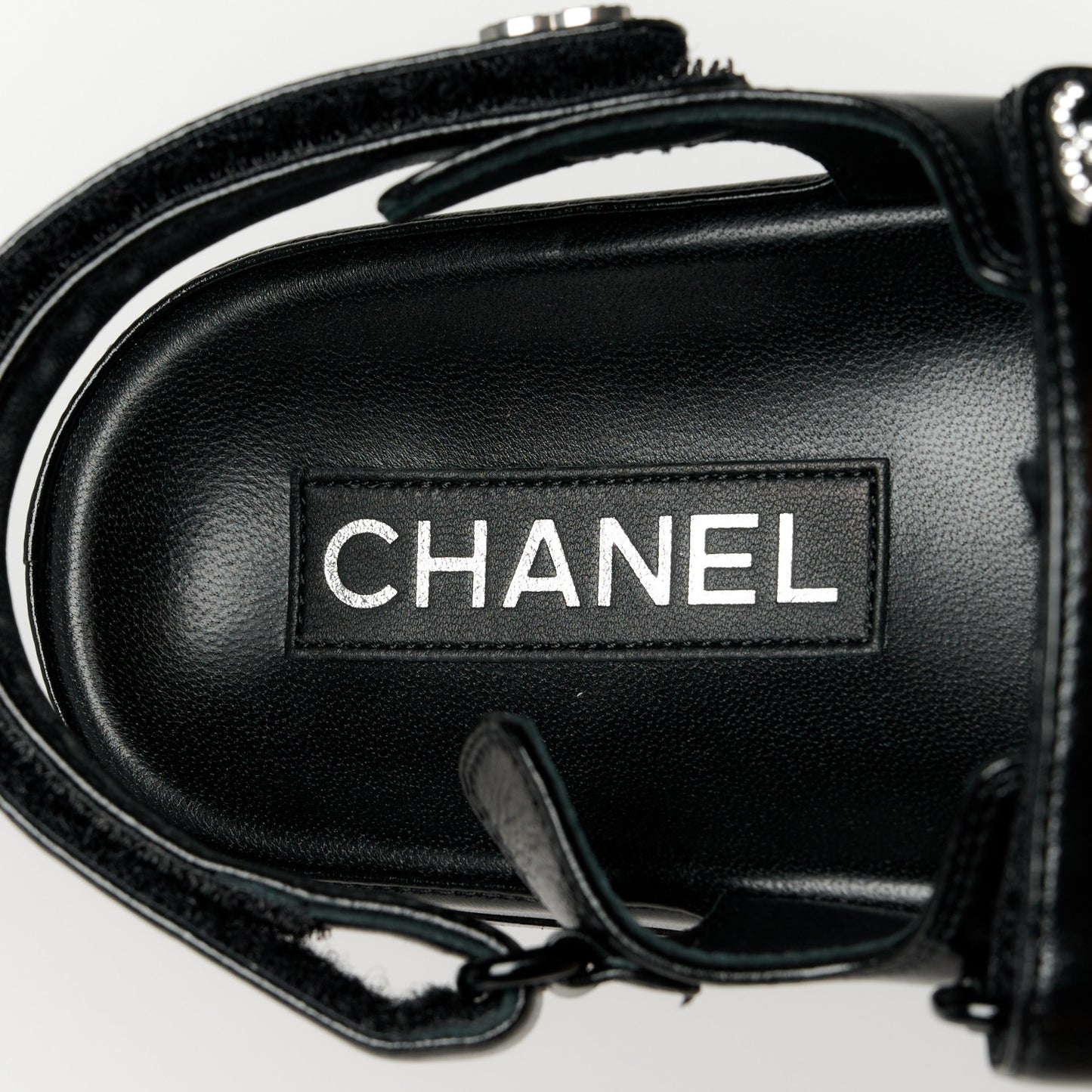 Lambskin Crystal CC Velcro Dad Sandals 38 Black