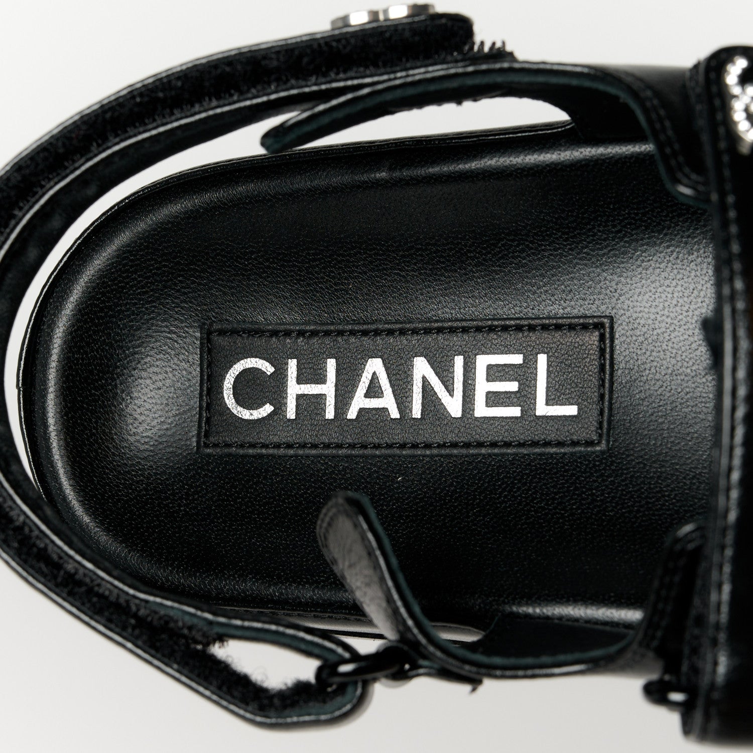 Chanel Lambskin Crystal CC Velcro Dad Sandals 38 Black 7 of 10