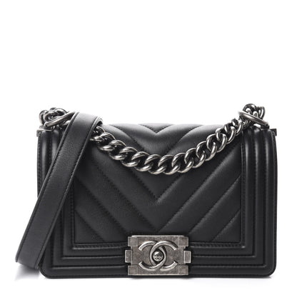 Chanel Calfskin Chevron Quilted Small Boy Flap Black 1 of 12