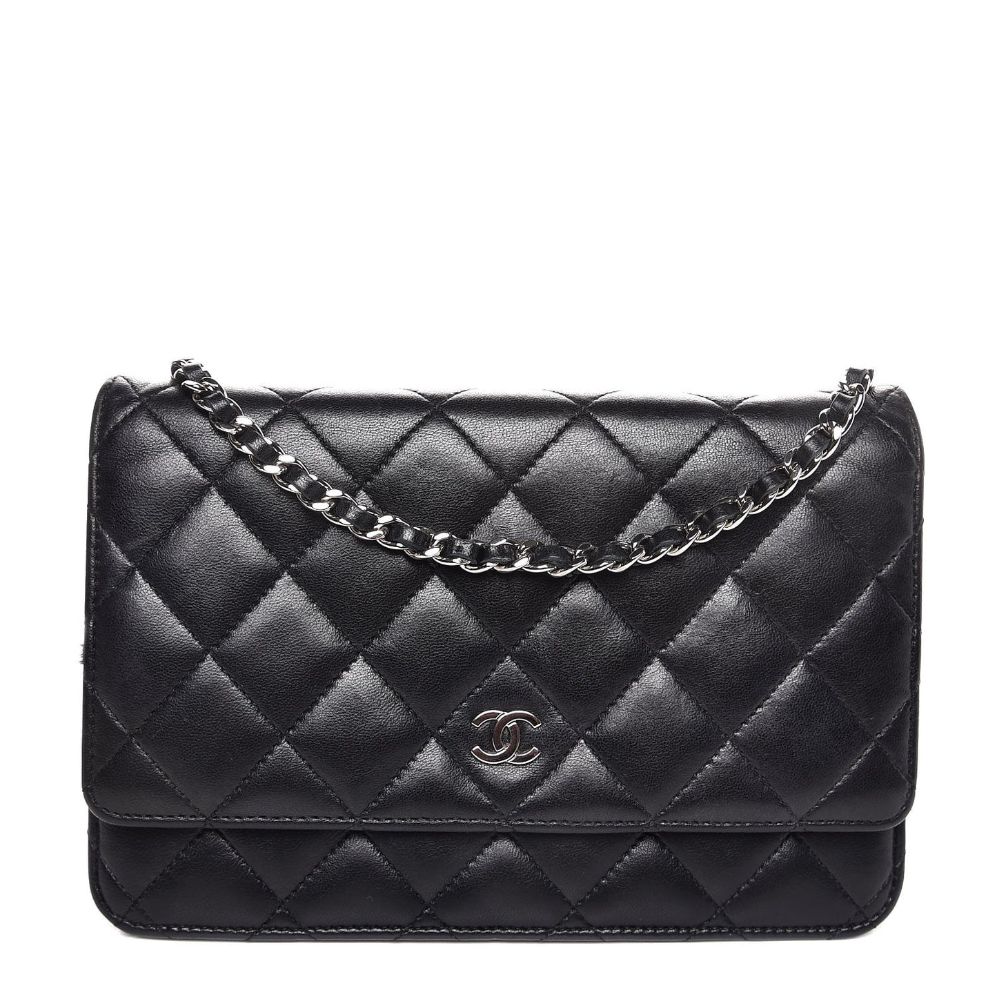 Lambskin Quilted Wallet On Chain WOC Black