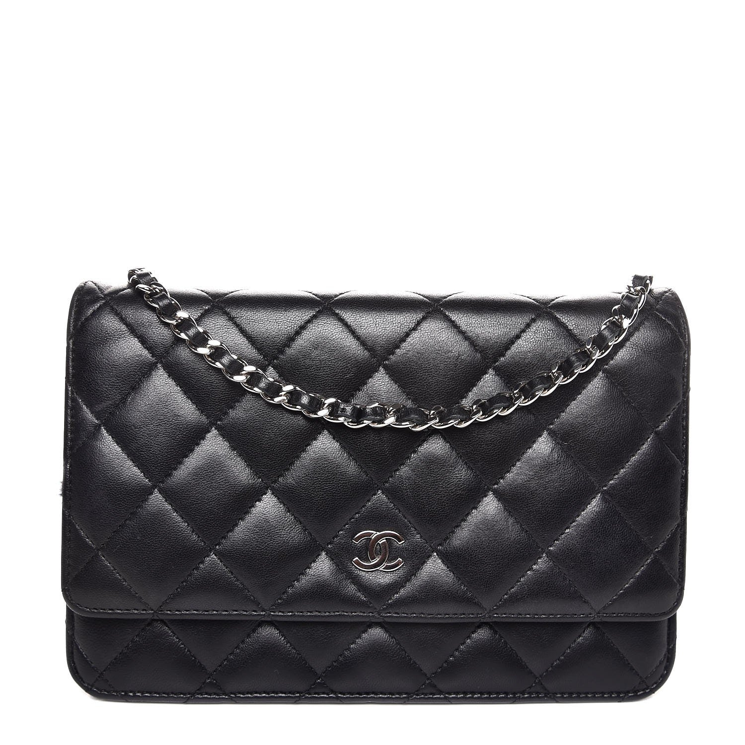 Chanel Lambskin Quilted Wallet On Chain WOC Black 1 of 9