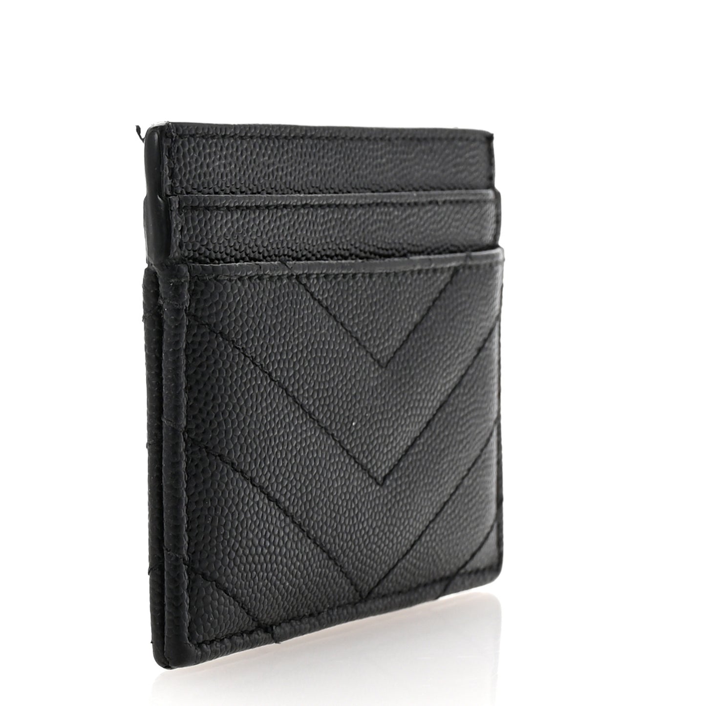 Grain De Poudre Matelasse Chevron Monogram Credit Card Case Black