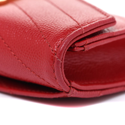 Saint Laurent Grain De Poudre Matelasse Chevron Small Monogram Envelope Wallet Rouge Eros 11 of 14