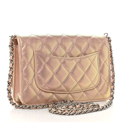 Chanel Iridescent Calfskin Quilted Wallet On Chain WOC Pink 3 of 13