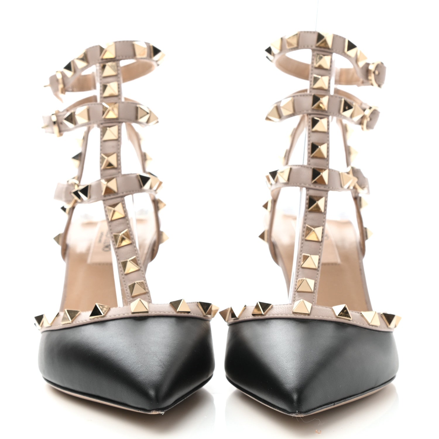 Valentino Garavani Calfskin Nappa Rockstud Ankle Strap 65mm Pumps 36.5 Black Poudre 2 of 7