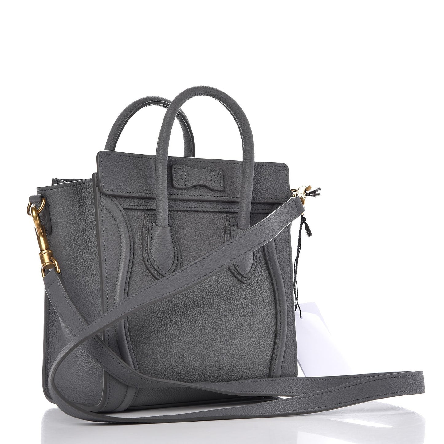 Drummed Calfskin Nano Luggage Kohl